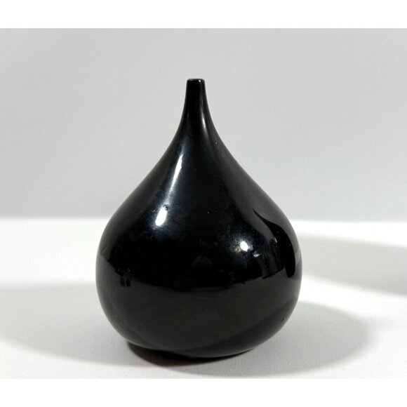 Mid Century Takahashi Black Lacquered Teardrop Salt & Pepper Shakers Japan FLAWS - Picture 4 of 14
